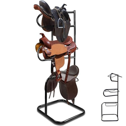 3 Tier Saddle Rack,Heavy Duty Rotatable Saddle Stand for English and Western Saddles,Horse Tack Storage for Horse Stall,Stable,Tack Room, Garage, Equestrian Shop