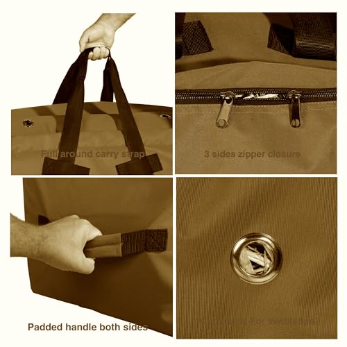 Majestic Ally 1200 D Nylon Fabric Large 44” x 20” x 16” and Extra Large 52" x 27" x21" Heavy-Duty Hay Bale Storage Bag (Brown, X-Large)