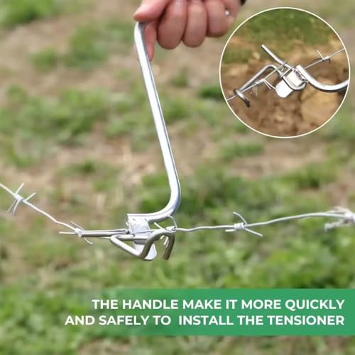 Fence Wire Tightener - 1/6" Barb Wire Fence Tools 50 Packs for Repairing & Tightening Family Garden, Farm, Garden, Ranch, and Outdoor Fencing with Tighteners Handle