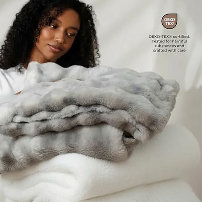 Mon Chateau 60" x 70" Hearthside Faux Fur Throw Blanket, Winter Cream | Cozy Layer Comfort For Couch, Bed Or Chair. Lightweight Polyester Fabric With Easy Machine Wash Care - color: Winter Cream