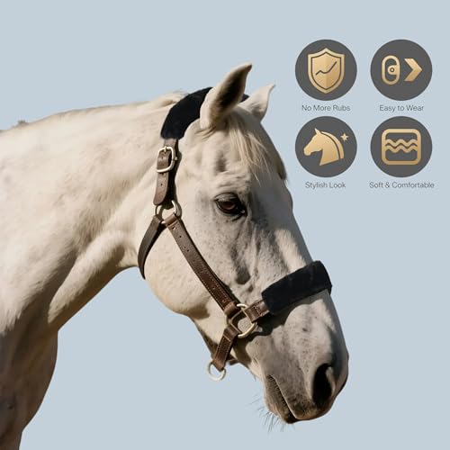 Soft Fleece Halter Covers for Horses BN Series (2-Piece, Black) - color: Black
