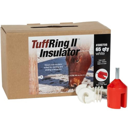 Premier 1 TuffRing™ Screw-in Insulator for Wood Posts – Low-Tension, White - style: Box of 65 - White