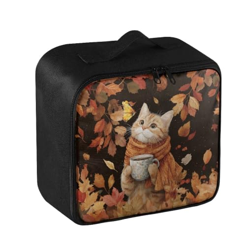Thanksgiving Pet First Aid Bag Empty Travel Rescue Pouch Medical Bags First Responder Storage Compact Medicine Bag for Car Home Office Kitchen Outdoor Fall Maple Cat - color: Thanksgiving Fall Maple Cat
