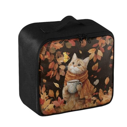 Thanksgiving Pet First Aid Bag Empty Travel Rescue Pouch Medical Bags First Responder Storage Compact Medicine Bag for Car Home Office Kitchen Outdoor Fall Maple Cat - color: Thanksgiving Fall Maple Cat