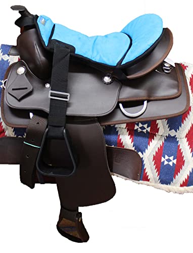 CHALLENGER Horse Western Saddle Youth Neoprene Padded Seat Buddy Stirrups - color: Royal Blue, size: Youth-Small