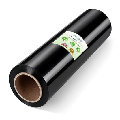 TICONN Stretch Wrap Roll, 18 in x 1000 ft Plastic Wrap for Moving Furniture | Odorless Industrial Strength Stretch Film, 300% Stretchability, Self-Adhering, Ideal for Furniture, Box Protection - style: 18''-1PK Black (No handle)