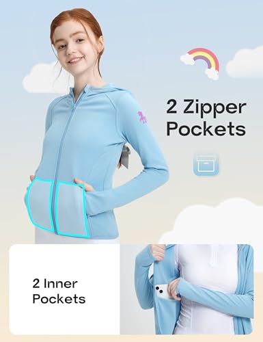 FitsT4 Sports Girls Fleece Horse Riding Jackets Hoodie Kids Equestrian Shirts Full Zip Up Long Sleeve Thumbholes for Winter