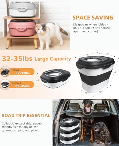 30-35 Lbs Dog Food Storage Container Collapsible Dog Food Container - color: Black