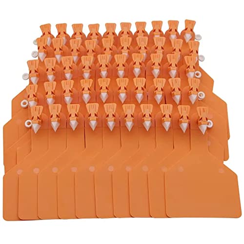 50 Pcs Blank Cattle Ear Tags, TPU One-Piece Flexible Livestock - color: Orange