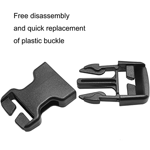 No Sewing Required Buckle 6PCS 25mm Multi-Size Black Plastic Non-Slip Quick Release Buckles Repair Kit for Backpack Bag, Adjustable Release Buckles