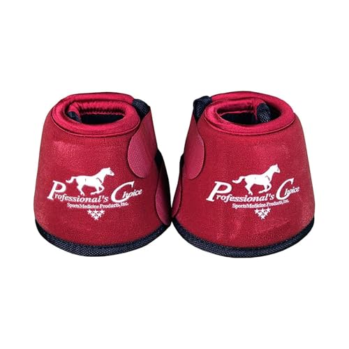 Professional's Choice Quick-Wrap Bell Boots | Ultimate in Hoof and Soft Tissue Protection | 360 Degree Wrap | Small, Medium, Large - color: Crimson Red, size: Medium