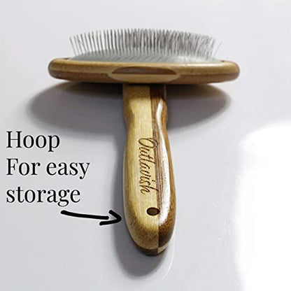 Sheepskin Brush Rug Wool Carpet Cleaner Bamboo Wire Slicker Carding, Unmats Fur & Restores Like New, Longer Prongs, Stronger Design, To Fluff Fleeces, Sherpa, Macrame & Faux Fur Blankets