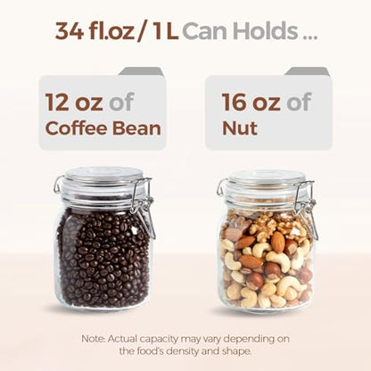 ComSaf Glass Storage Jars 34 oz 3 Pack for Flour Sugar, Coffee Canister - size: 34oz*3