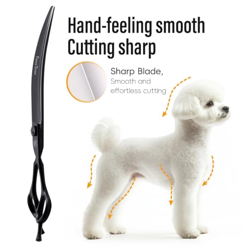 Dog Grooming Curved Scissors, 7.5 Inch, Japanese 440C Stainless Steel, 30° Arc Blade for Head, Face and Legs (7.5") - size: 7.5"