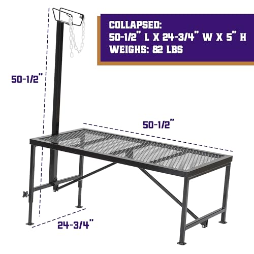 Weaver Livestock Steel Goat Trimming Stand with Wire Form Headpiece, Heavy Duty Adjustable Farm Stand, Foldable Gear for Cow, Goat, and More, Black