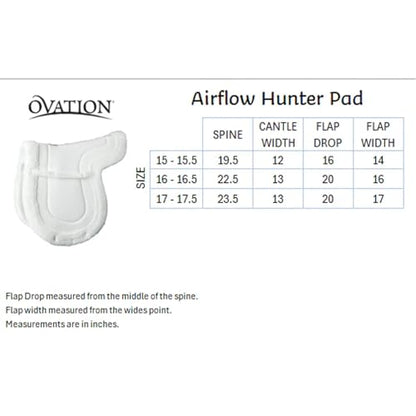 Ovation Airflow Hunter Soft Breathable Durable All-Purpose Saddle Pad - color: White, size: 16 in - 16.5"