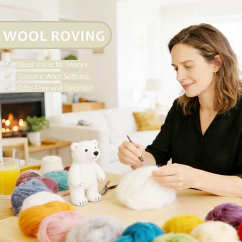 3.4oz Needle Felting Wool Coconut Milk for DIY Needle Craft Enthusiasts - color: Coconut Milk