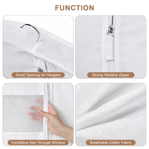 43 Inch Cotton Garment Bag for Hanging Clothes, 3 Pack Suit Bag - size: 3"W x 43"H-2pcs