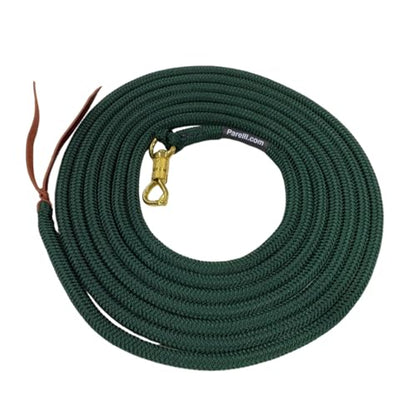 PARELLI 22 Foot Line Ground Training Rope - Strong Everyday Use All-Purpose Large Horse Lead Rope with Loop & Latigo Popper | 9/16" Diameter Smooth Yachting Braid, Green - color: Green