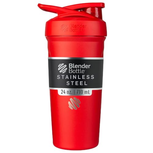 BlenderBottle Sport Flip Stainless Steel Shaker Bottle 24 oz Red - color: Red, size: 24 Ounces, style: Flip