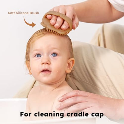 Yoofoss 4 Piece Baby Hair Brush and Comb Set, Wooden Baby Hair Brush with Natural Ultra Soft Goat Hair, Baby Comb Set for Boy, Girl - Walnut - color: Walnut