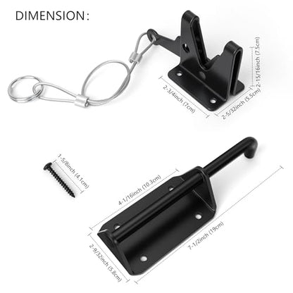 Heavy Duty Gate Latch for Wooden Fence with Cable Pull | Automatic Self Locking Gravity, Door Latch for Wood/Metal Gate, 7-1/2" Gate Hardware for Pool & Dog Door, Shed Garden, Black