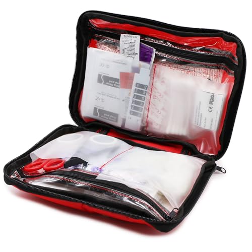 DMI 298-Piece Complete Emergency First Aid Kit, Treats Pain, Swelling, Cuts, Scrapes & Burns, Complete First Aid Guide Included, Clear Pocket Organization, Durable Zippered Travel Bag - size: 298 Piece