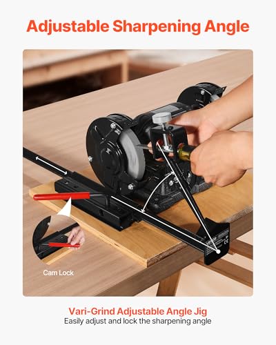 VEVOR Multi-Grind Sharpening System, Vari-Grind Pro Sharpening Jig Kit for 6" & 8" Bench Grinders – with Platform, Long Support Arm & Fingernail Gouge Jig, for Chisels, Woodturning, Plane Irons