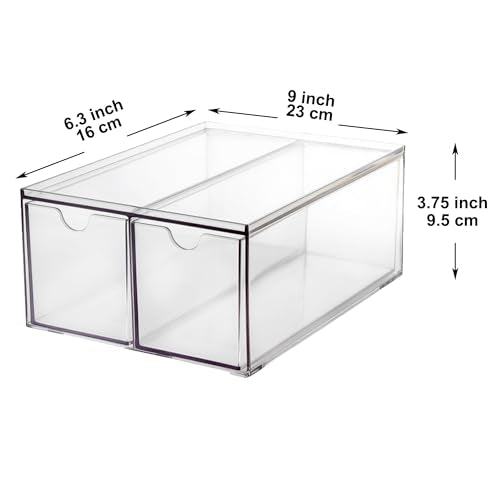 Youngever 4 Pack Plastic Tea Packet Organizers, Stackable Tea Bag Drawers, Clear Tea Bag Drawer Organizers (6" x 9" x 3.5")