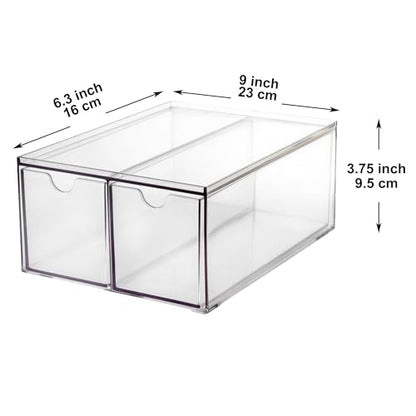 Youngever 4 Pack Plastic Tea Packet Organizers, Stackable Tea Bag Drawers, Clear Tea Bag Drawer Organizers (6" x 9" x 3.5")