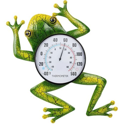 Frog Outdoor Thermometer, Metal Indoor Wall Thermometer - color: Green Frog