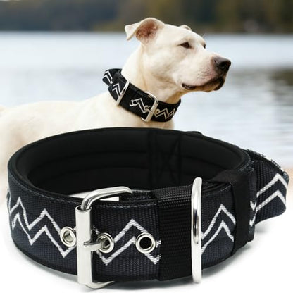 Dog Collar for Large Dogs,2 in Wide Heavy Duty,Pressure-Relief Padded, E-S - color: Charcoal Black, size: S