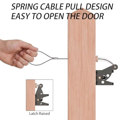 Self-Locking Gate Latch with Spring, Heavy Duty Automatic Fence Latch - size: With Spring-loaded pull cord