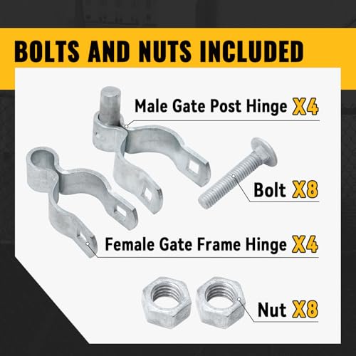 VIVIDA 1-3/8" x 2-3/8" Chain Link Fence Gate Hinge Kit, 4 Pack - color: Silver (4 Set), size: 1-3/8" x 2-3/8"