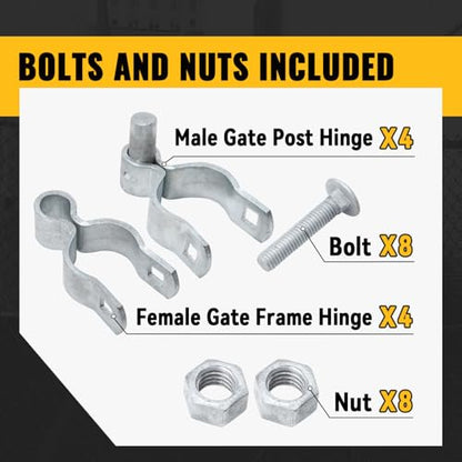 VIVIDA 1-3/8" x 2-3/8" Chain Link Fence Gate Hinge Kit, 4 Pack - color: Silver (4 Set), size: 1-3/8" x 2-3/8"