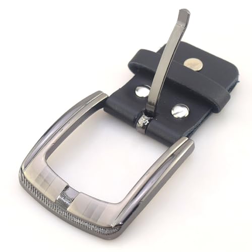 2 Pack Classic Belt Buckles Set with Belt Loop and Mount Snap Connector Replacement Single Prong Square Roller Buckle for Leather Belts Strap 1.5'' Width Women Men Western Belts Leather Straps