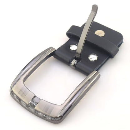 2 Pack Classic Belt Buckles Set with Belt Loop and Mount Snap Connector Replacement Single Prong Square Roller Buckle for Leather Belts Strap 1.5'' Width Women Men Western Belts Leather Straps