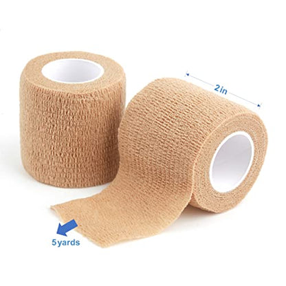 self Adhesive Bandage wrap,Cohesive Bandage,Medical Tape,Vet Wrap, Athletic Elastic Stretch Band, self Adhesive, Flexible, Breathable & idea for Sport Injury & Wound/Finger/Wrist (Pets Too) 2“x15ft