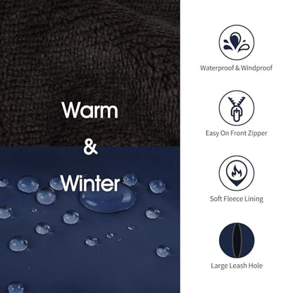 IECOii Extra Large Dog Coat - Thick Fleece Lined, Waterproof Snow Suit, Zippered Pet Jacket, Warm Winter Clothes, 4XL - color: Blue, size: XXXX-Large(Chest:47.24''/120 CM)