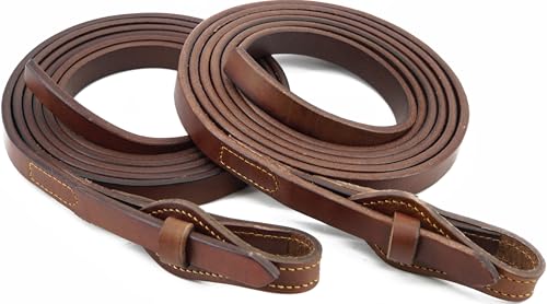 Leather Working Tack Quick-Change Split Reins, Heavy Oil Weighted, 5/8 inch x 8 feet, Brown