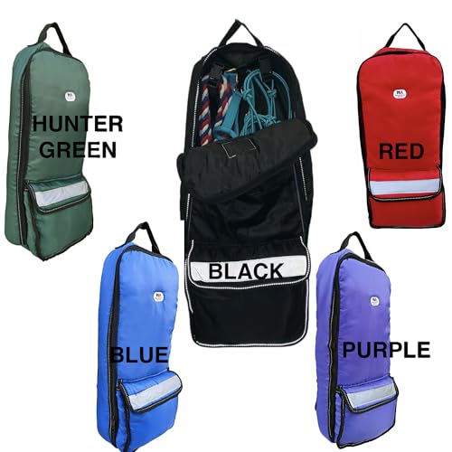 Majestic Ally Halter Bridle Carry Bag - Reflective, Padded with Front Large Pocket Tack Carry Bag to Keep Horse Tack Clean and Safe (Red) - color: Red