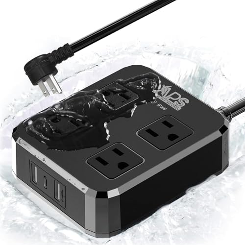 Qiyuan Outdoor Power Strip Weatherproof 6FT Extension Cord 4 Outlets 3 USB - size: 6FT