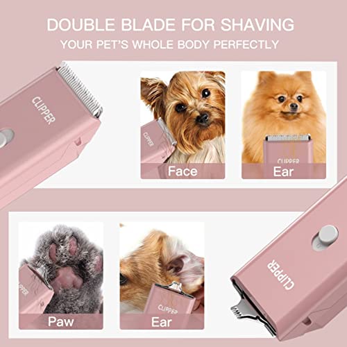 Dog Cat Home Hair Waterproof Clipper Portable Pet Shaver - color: Pink-2
