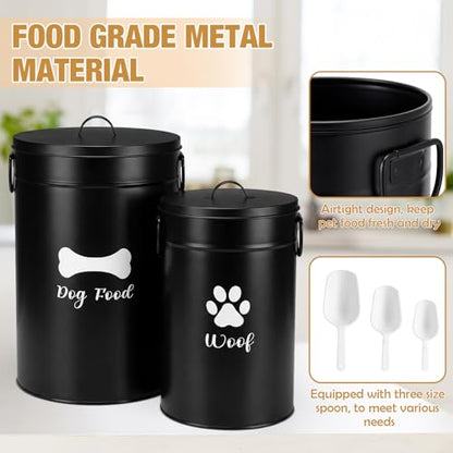 DoubleFill Extra Large 30+14 lb Metal Dog Food Storage Containers, Black - color: Black, size: Extra Large 30+14 lb
