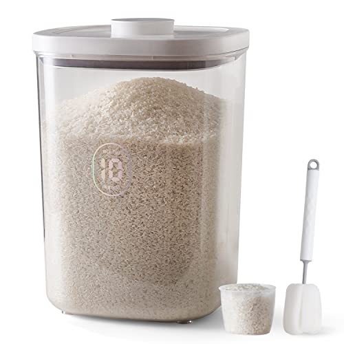 20-25 lbs Rice Dispenser,10.5 Qt/10 L/22-25 lbs Rice Container Storage with Measuring Cup & Brush Food Cereal Container Bins Household for Kitchen Pantry Organization (AY-10KG-WHITE) - color: AY-10KG-WHITE