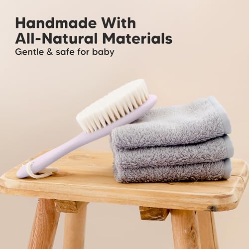 Wooden Baby Hair Brush for Toddler, Infant Cradle Cap (Thistle, Regular) - color: Thistle, size: Oval, Regular 7"