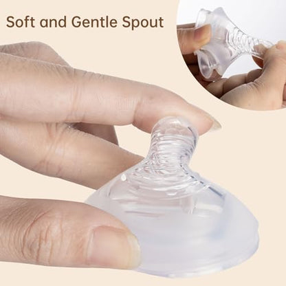 4Pack Replacement Silicone Nipple Compatible with Pigeon PP Nursing Bottle, Soft Spout Replacement for Pigeon, Easy Transition from Bottle to Cup, No Spill (M, Medium Flow)