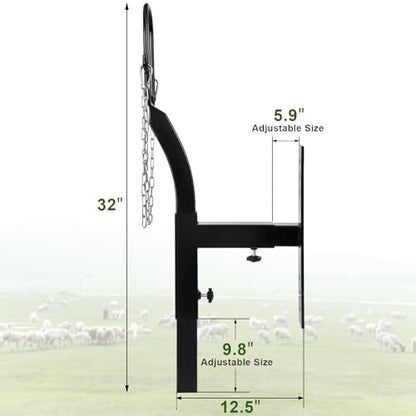 Livestock Stand 9.8 inch Height Adjustable, Goat Stand 5.9 inch Length Adjustable，Metal Livestock Stand Attachment Nose Loop Headpiece, Trimming Stand for Goat & Sheep. | Nose Loop Headpiece for Goat & Sheep, Powder-Coated Steel Trimming Stand for Farm Gr