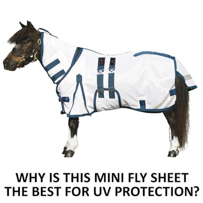 Schneiders Soft Interlock Mesh II Horse Fly Sheets | Superior UV & Insect Protection | Versatile Euro Fit Option | Reflective Safety Design - color: White, style: Mini Attached Neck Euro Bellyband