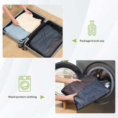 OTraki 2 Pack Mesh Laundry Bags with SAB Zipper, Black 20×24 Inch Washing Machine Bag with 4 CM Elastic Band, Reusable Lingerie Fine Mesh Wash Bag for Travel, Home and Storage - size: 20×24 Inch